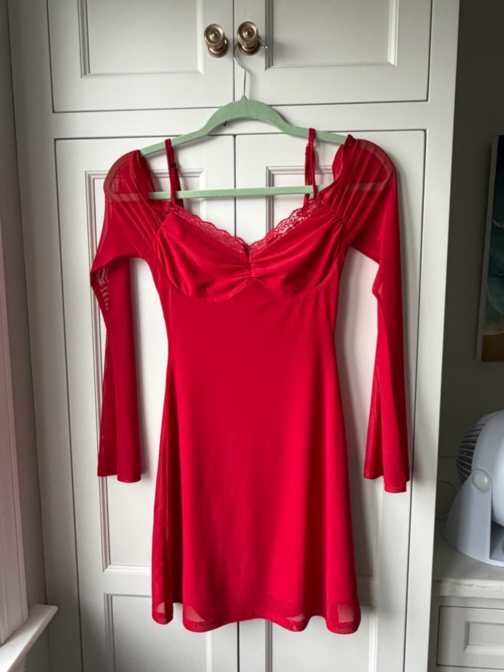 Princess Polly Red Off-Shoulder Long Sleeve Dress